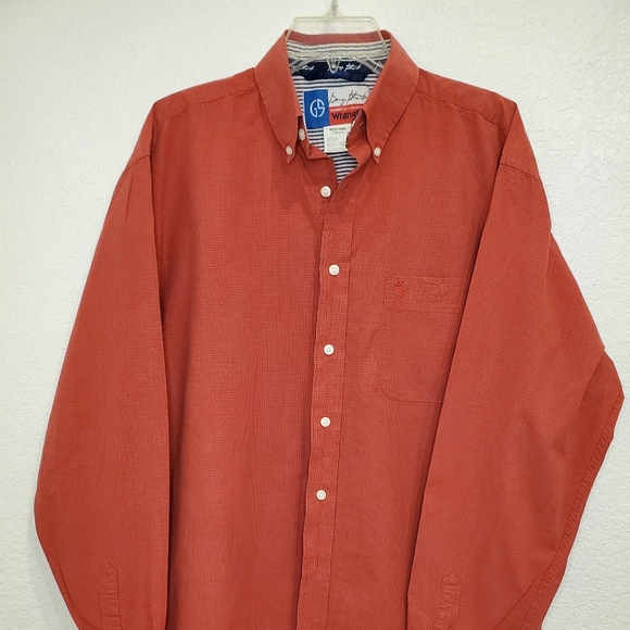 Wrangler Other - George Strait Wrangler Orange Plaid Long Sleeve